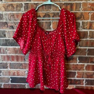 Bloomchic Women’s Red Polka Dots Blouse Size:12 NWT
